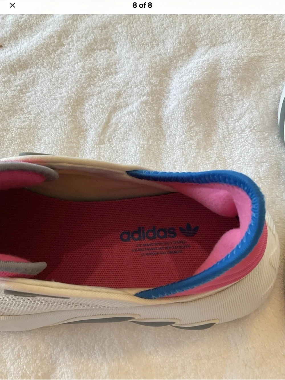 adidas Women's Cream Sneakers with Pink and Blue Accents